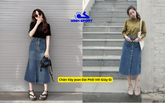 Chân Váy Jean Dài Phối Với Giày Gì