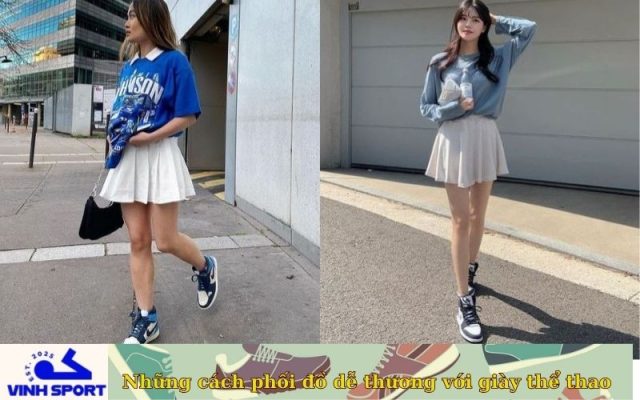 Những cách phối đồ dễ thương với giày thể thao