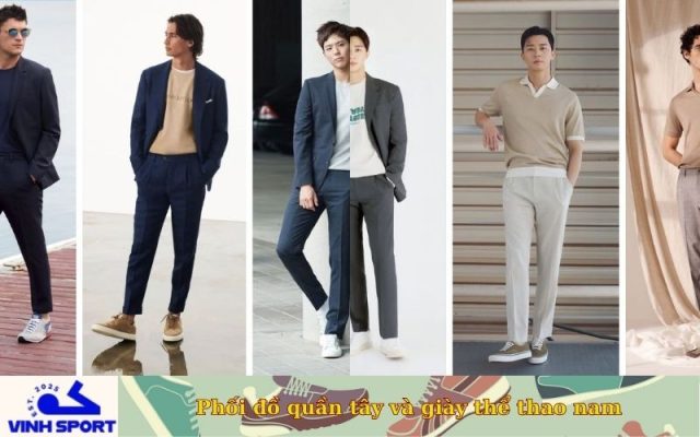 Phối đồ quần tây và giày thể thao nam